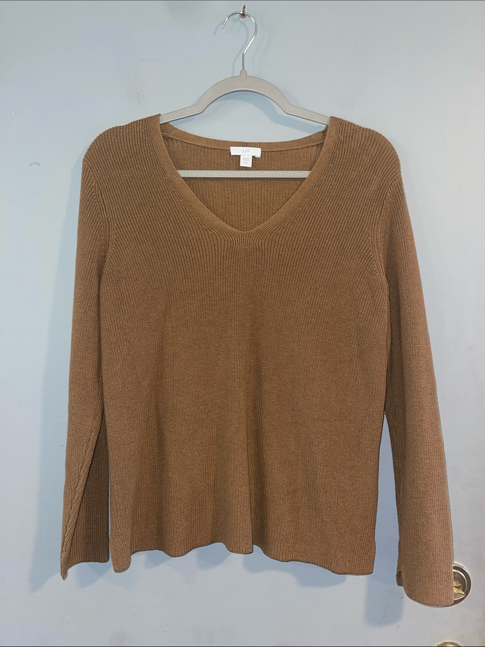 J. Jill Ribbed V-Neck Ribbed Sweater Size Small Petite